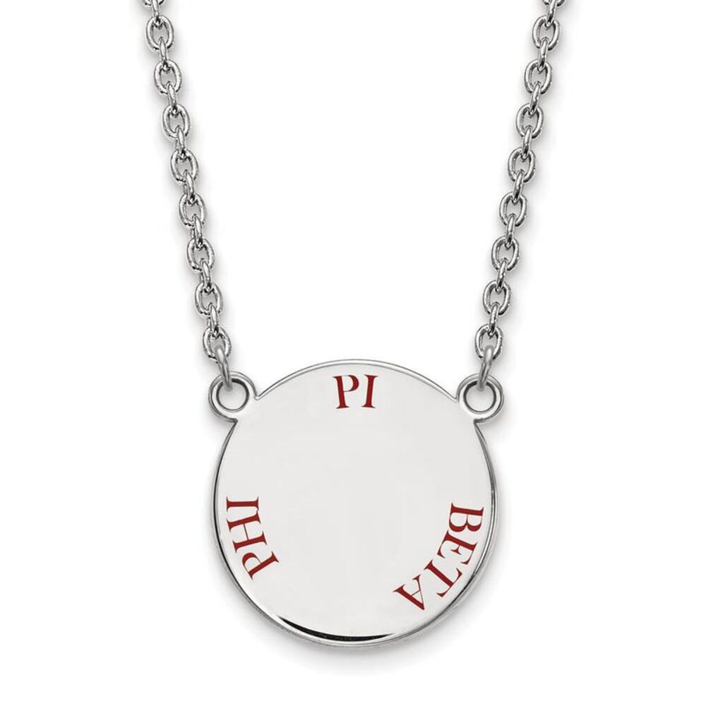 Sterling Silver Pi Beta Phi Large Wine Enamel Necklace